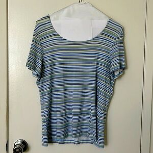Scoop-neck short-sleeve Amanda Smith thin-striped top
